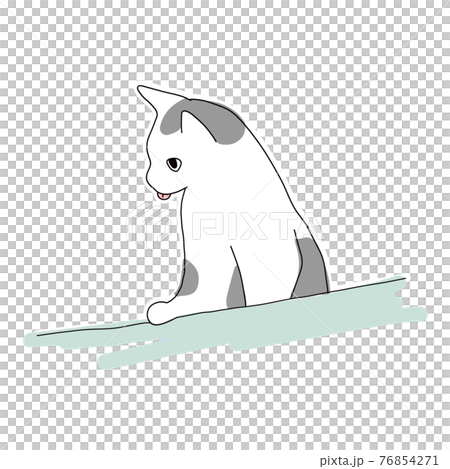 浴槽に手をついているぶち猫のイラスト 76854271