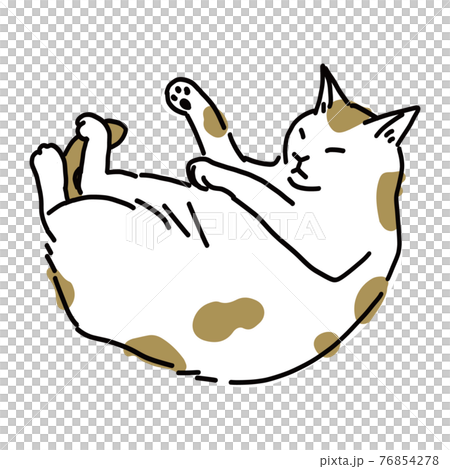 Full-body illustration of a tabby cat sleeping soundly Full-body illustration of a tabby cat sleeping soundly 76854278