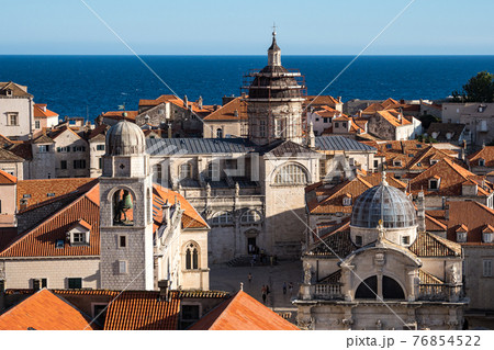 Dubrovnik, Croatia. Picturesque view on the old town, medieval Ragusa Dubrovnik, Croatia. Picturesque view on the old town, medieval Ragusa 76854522
