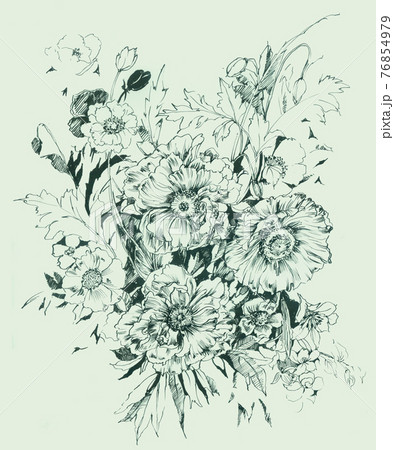 透明水彩 水彩画 花 76854979