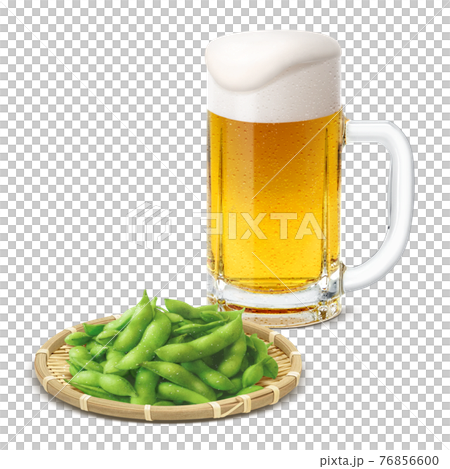 ビールジョッキ 枝豆 セット イラスト リアル ビールジョッキ 枝豆 セット イラスト リアル 76856600