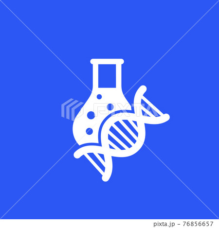 biotechnology icon with lab glass and dna, vector 76856657