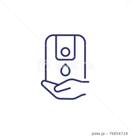 Hand sanitizer or antiseptic dispenser line icon 76856719