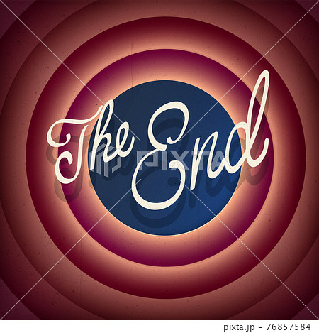 Old Movie ending screen background, the end vector illustration. 76857584
