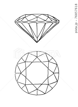 Hand drawn diamond illustration. Top and side views. Isolated on white, vector symbol. 76857618