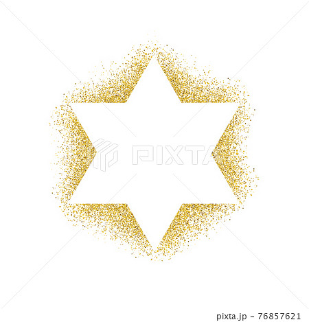 Vector illustration of golden Magen David (star of David). Composed from many golden particles. 76857621