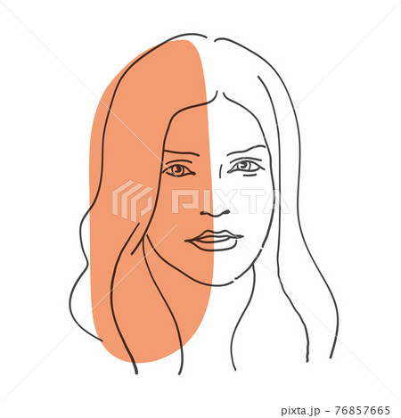 Abstract female portrait. Abstract vector illustration of a young female adult. 76857665
