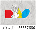 Abstract Still life Art Poster. Geometric color solid figures and David's head bust composition. On paper effect background. Abstract Art design poster 76857666