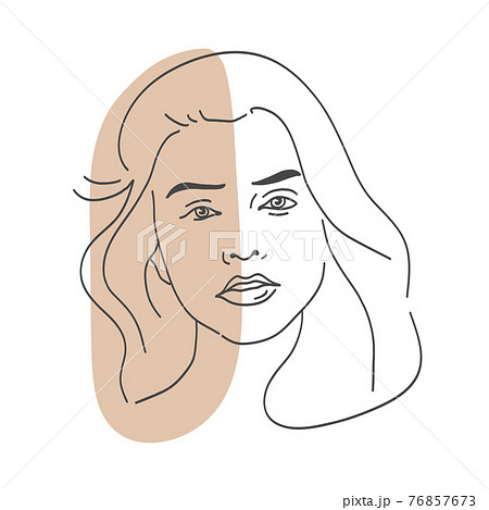 Abstract female portrait. Abstract vector illustration of a young female adult. Abstract female portrait. Abstract vector illustration of a young female adult. 76857673