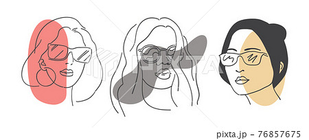 Diversity ethnic beauty womens in sunlight glasses. Color of skin in separate layers and can be edited. Diversity ethnic beauty womens in sunlight glasses. Color of skin in separate layers and can be edited. 76857675