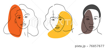 Multi-ethnic beauty. Different ethnicity women - Caucasian, African, Asian. Vector illustration 76857677