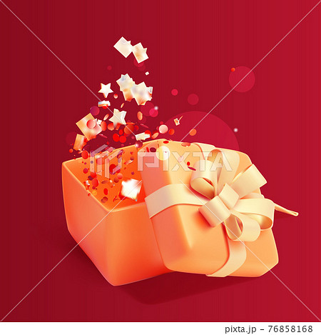 Realistic Detailed 3d Open Gift Box. Vector Realistic Detailed 3d Open Gift Box. Vector 76858168