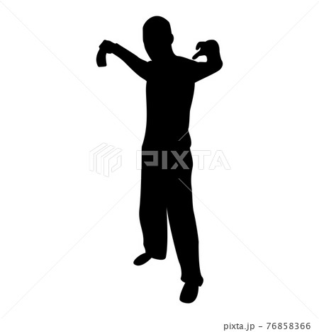 Silhouette man with sword machete cold weapons in  76858366