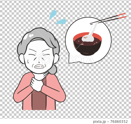 のどにお餅が詰まる 高齢女性のイラスト素材