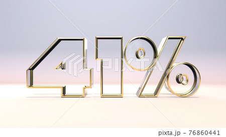 41% 3d glass material surrounded by a golden frame, discount business concept 3d render illustration 76860441