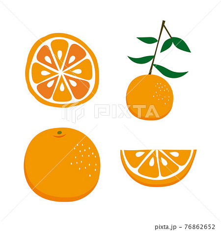 シンプルなフルーツの手描きイラスト オレンジのイラスト素材