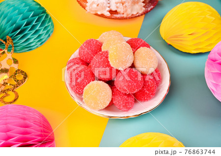 Baked castagnole. Traditional sweet pastries during the carnival period in italy. Street food, round Baked castagnole. Traditional sweet pastries during the carnival period in italy. Street food, round 76863744
