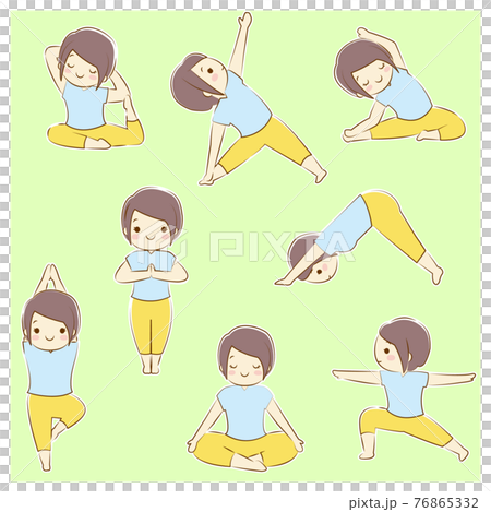 Female yoga pose set illustration Female yoga pose set illustration 76865332