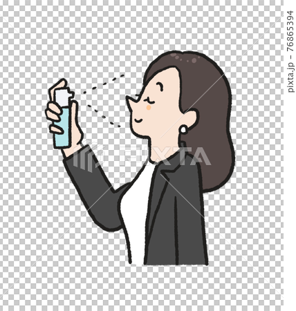 ミスト化粧水でリフレッシュする女性のイラスト 76865394
