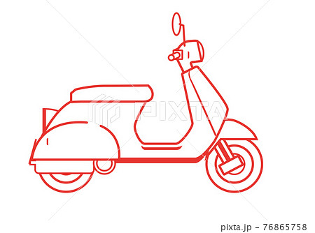 側面バイク原付きスクーターの線画イラスト　アイコン 76865758