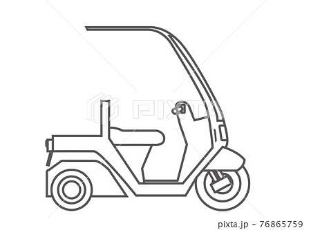 側面屋根付きバイク原付きスクーターの線画イラスト アイコン 側面屋根付きバイク原付きスクーターの線画イラスト アイコン 76865759
