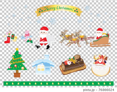 かわいいクリスマスのセットイラストのイラスト素材
