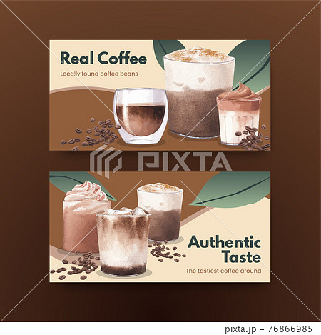 Twitter template with coffee concept watercolor illustration 76866985