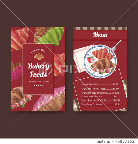 Menu template with croissant concept ,watercolor style 76867252