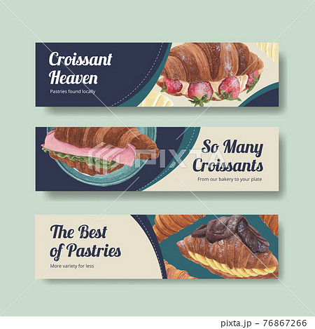 Banner template with croissant concept ,watercolor style Banner template with croissant concept ,watercolor style 76867266