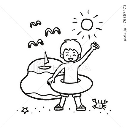 海水浴の線画イラスト 76867475