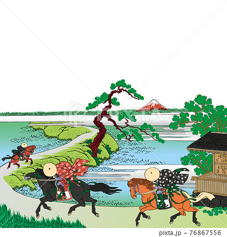 葛飾北斎イメージ隅田川関屋里明るいバージョン正方形白バック 葛飾北斎イメージ隅田川関屋里明るいバージョン正方形白バック 76867556