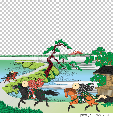 葛飾北斎イメージ隅田川関屋里明るいバージョン正方形白バック 葛飾北斎イメージ隅田川関屋里明るいバージョン正方形白バック 76867556