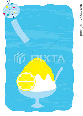かき氷と風鈴のイラストの背景素材 76867646