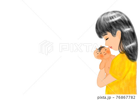 赤ちゃんを愛しそうに抱くお母さんのイメージイラスト のイラスト素材
