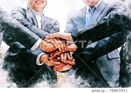 Abstract happiness young business partnership and relaxation for job on watercolor illustration painting background. 76867851