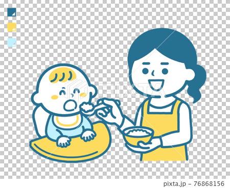 離乳食を喜んで食べる赤ちゃん 76868156