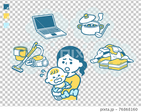 家事、育児に追われる女性 76868160