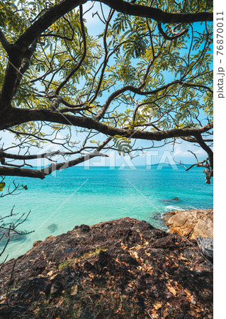 Blue sea with white beach in summer Blue sea with white beach in summer 76870011