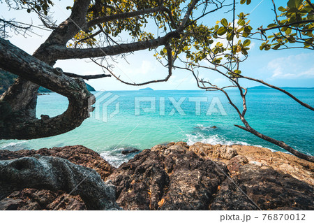 Blue sea with white beach in summer Blue sea with white beach in summer 76870012