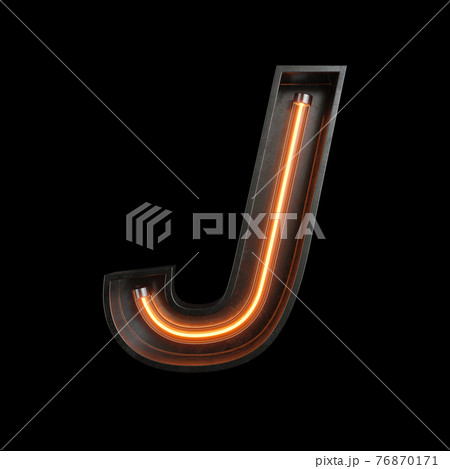 Neon Light Alphabet J with clipping path 76870171