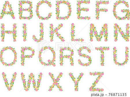 アルファベット花文字赤系 76871135