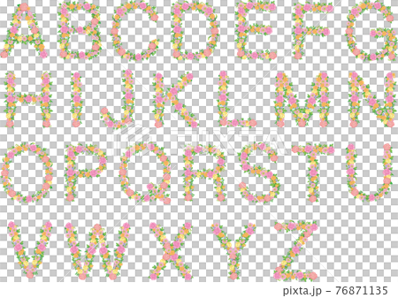 アルファベット花文字赤系 76871135