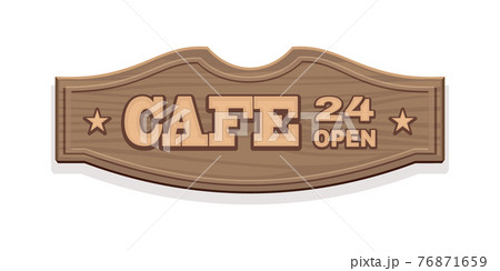 Retro style wooden signboard for cafe. Vector icon Retro style wooden signboard for cafe. Vector icon 76871659
