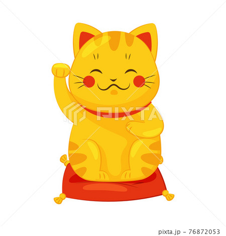 Gold Maneki Neko Cat With Raised Right Paw As のイラスト素材
