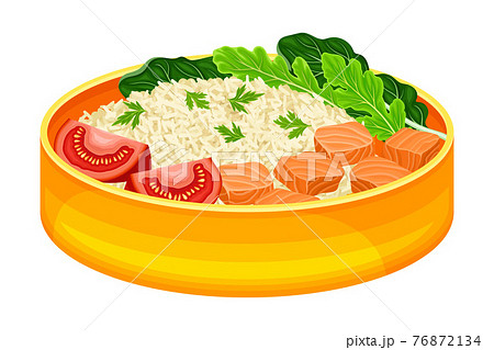 Japanese Bento Box as Take-out Meal with Rice Vector Illustration 76872134