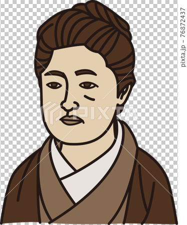 セピア調の明治時代のおばさんのイラスト素材