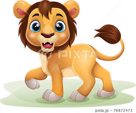 Cartoon funny lion on white background - Stock Illustration [76872473] -  PIXTA