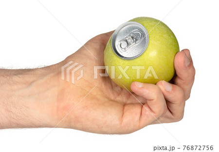 Apple juice in a special can, isolated 76872756