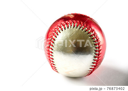 Red and silver Baseball ball isolated on white Red and silver Baseball ball isolated on white 76873402
