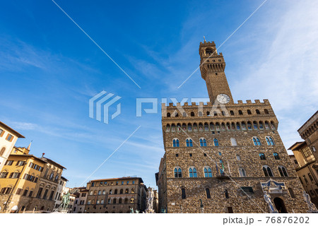 Piazza della Signoria and Palazzo Vecchio in Florence Downtown Italy 76876202